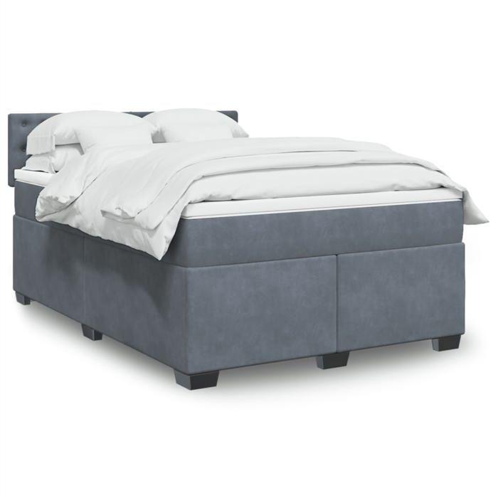 VidaXL Sommier à lattes de lit et matelas Gris foncé 160x200cm Velours 3288667
