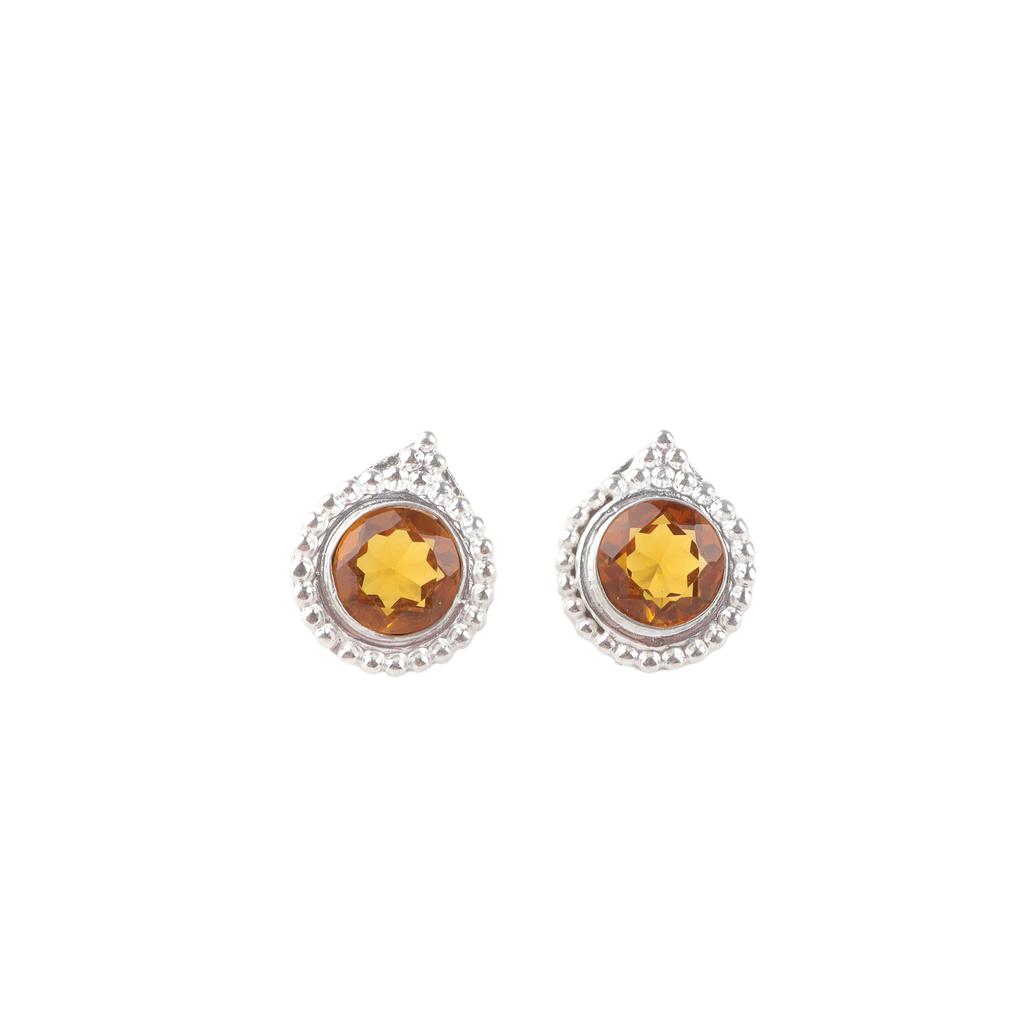 Natural Citrine Gemstone 925 Sterling Silver Jewelry Handmade Stud Earrings0.62" EE-125-6