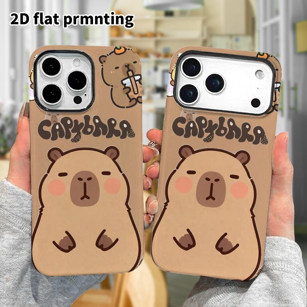 Phone Case: 2D Flat Design Suitable for iPhone 18, 17, 16, 15, 14, 13 Pro Film Protective Case, Couple Style, Multi-character Capybara, Christmas and