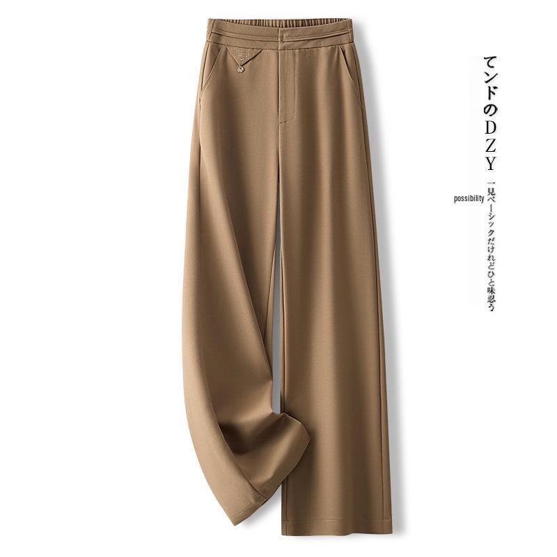 

Women s Gray Wide-Leg High-Waist Drapey Pants, Floor-Length, Slimming Straight Leg for Spring/Autumn 2025 S for 85-95 lbs хаки