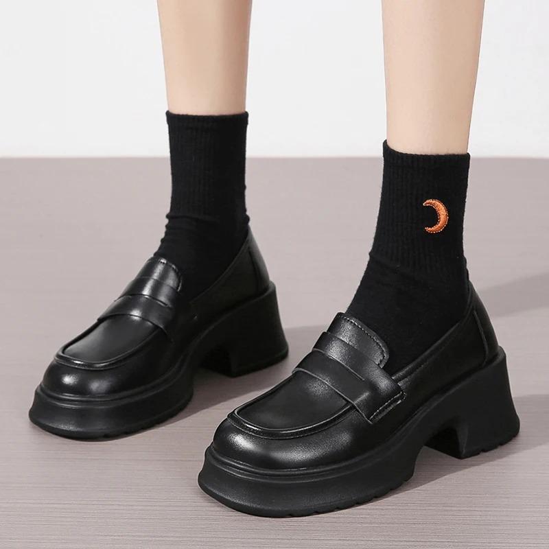 Lucyever Women's Loafers 2024 Spring British Style Slip On Platform Mary Jane Shoes Woman Japanese Jk Uniform Lolita Shoes Women