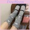 Spring Summer Butterfly Embroidered Cotton Kneehigh Socks For Women With Frictionresistant Feature