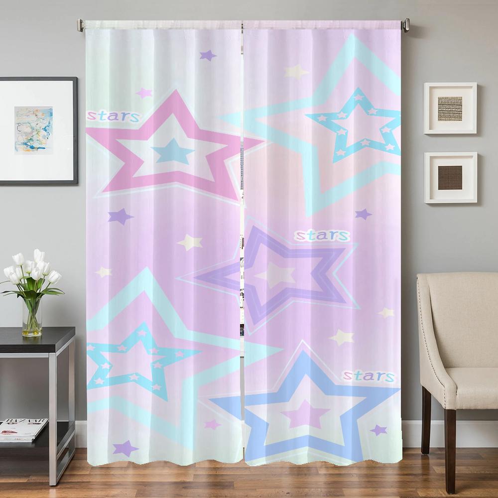 

Окно Дом Интерьер Кухонные шторы для гостиной 2 штуки Светонепроницаемые шторы Дверная штора Звезда Украшение спальни Перегородка W50xH70cmx2pcs-CL