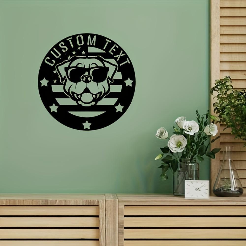 Unique Tailorable Metal Dog Face Wall Art Add Custom Text Reusable Outdoor Hanging Pet Home Gift Star Design