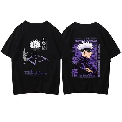 Men's Summer Japanese Anime Character Satoru Gojo Printed Harajuku Street Casual Fashion T-shirt