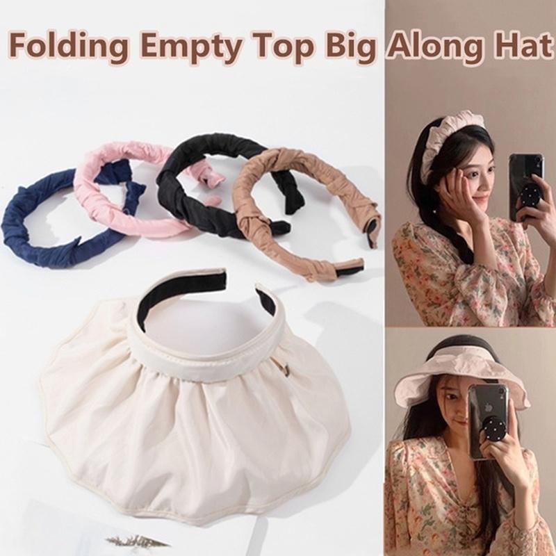 1 adet yaz katlanabilir kadın boş üst Sunhat açık seyahat için uygun nefes alabilen rüzgar geçirmez Sunhat geniş büyük kabuk şapka