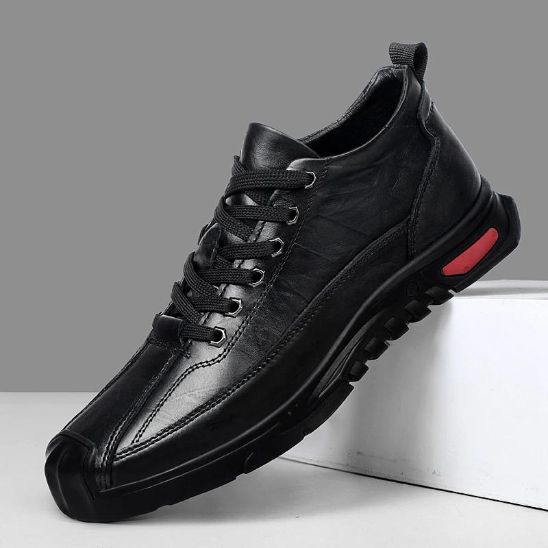 Fashion 2025 New Cow Leather Walking Vulcanized Shoes Board Designer Outdoor SSoft-soled Platform Sneakers Genuine Leather Running Shoes