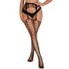 Women's Sexy Crotchless Fishnet Suspender Stockings with Eye Jacquard Design - Style 7501
