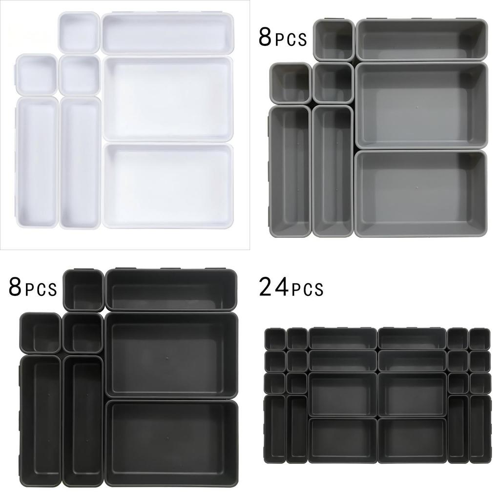 Modern Plastic Desk Drawer Organizer With Dividers For Office And Bathroom Storage