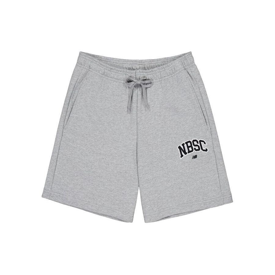 

New Balance Letter Print Drawstring Knit Sports Shorts Men Bottoms Gray AMS42318-GHM
