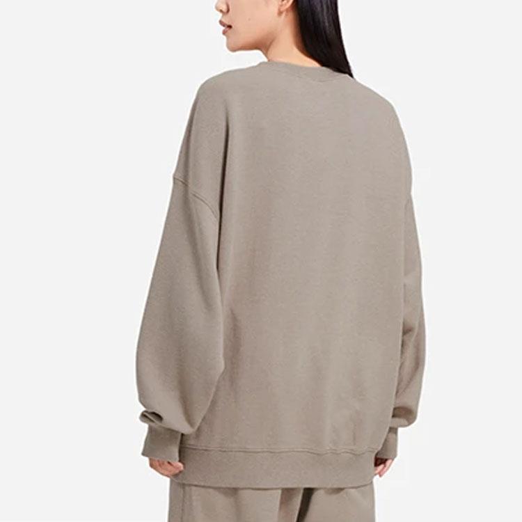 Li-Ning Vital Essential Logo Embroidered Crew Neck Sweatshirt Unisex Tops Clay-Brown AWDSC99-5