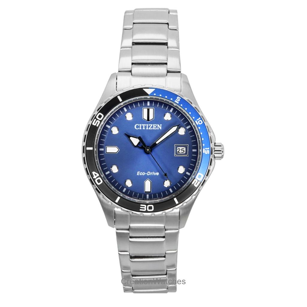 Citizen Eco-Drive Stainless Steel Blue Dial AW1821-89L 100M Unisex Watch
