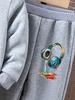 Girls' Fashion Hoodie & Headphones Two-Piece Set - Autumn/Winter Velvet Cartoon Pullover