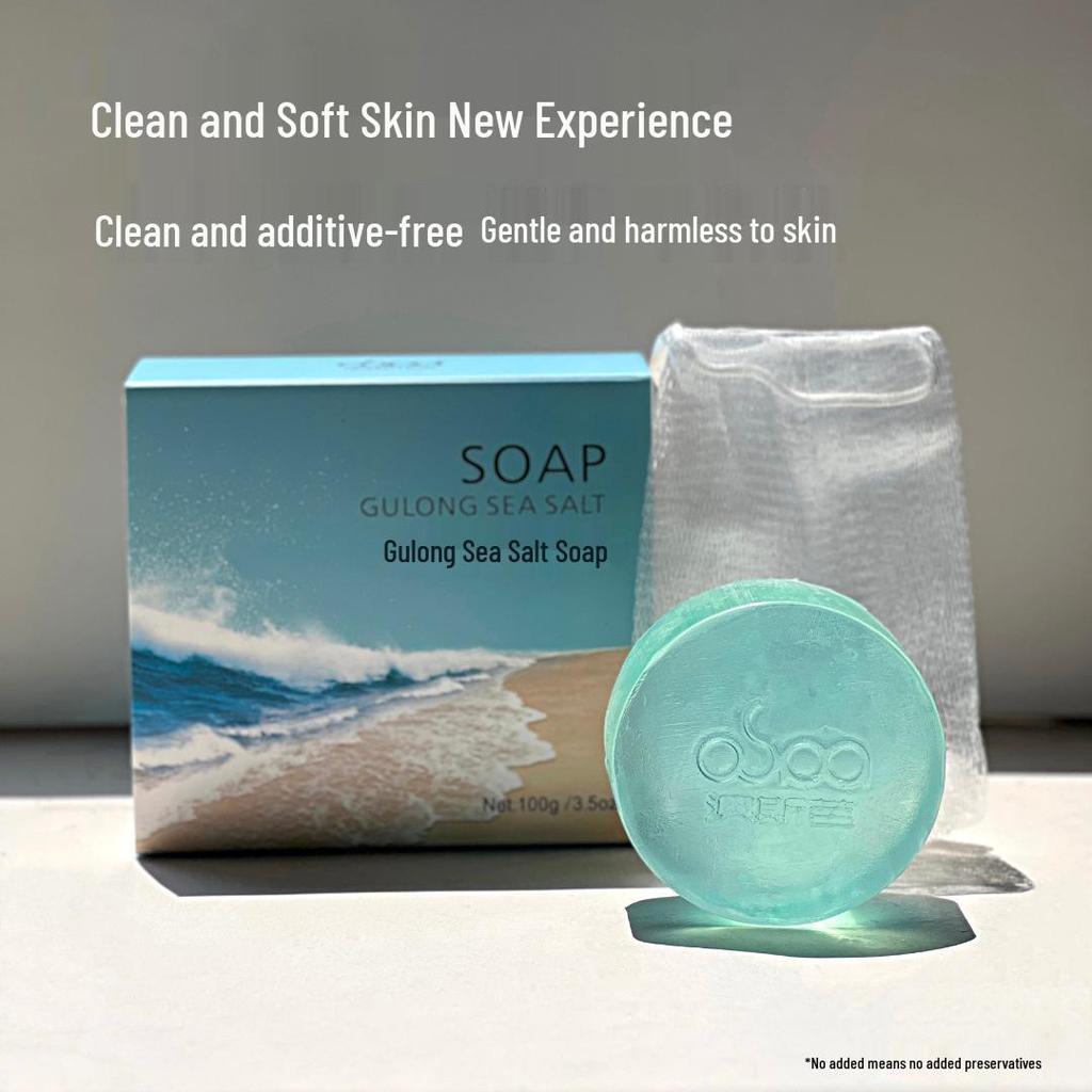 Gu Long Men's Sea Salt & Plant Essence Soap - Refreshing Bath & Facial Cleanser with Invigorating Fragrance