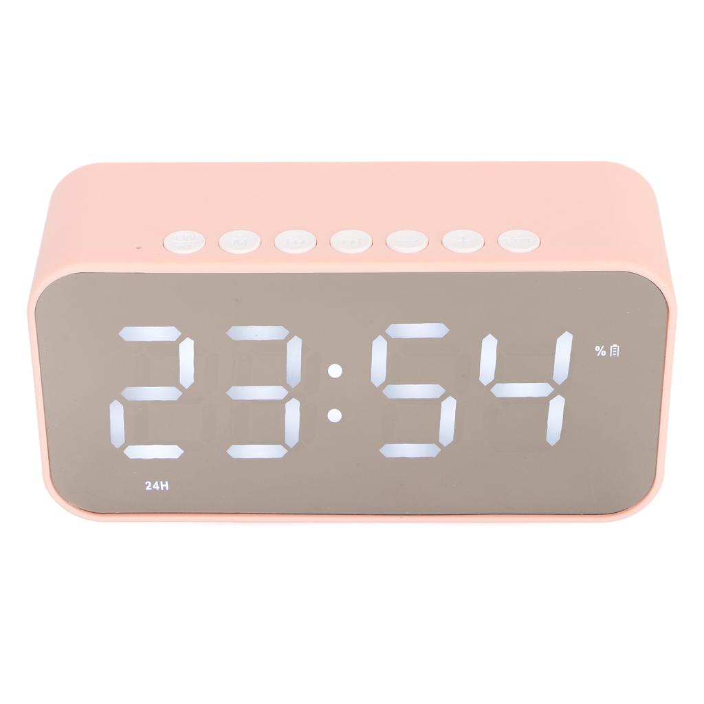 Wireless Speaker Stereo Sound Noise Cancelling Temperature Display Voice Broadcast FM Radio Mirror Alarm Clock
