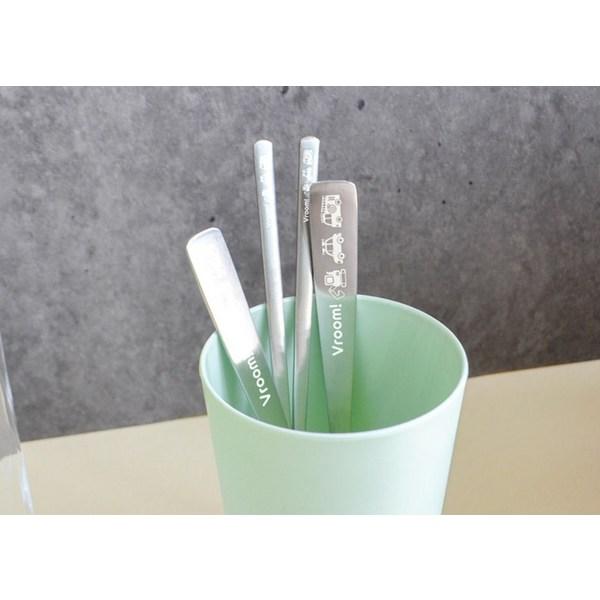 2 Sets of Baby Vroom Vroom Stainless Steel Basic Cutlery, Spoon + Fork, Korean Popular Tableware