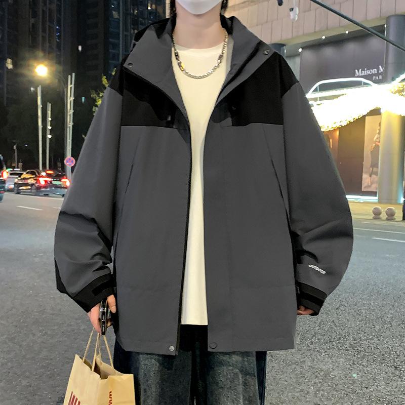Spring and Autumn New Men's Korean Version Contrast Color Hooded Multi-Pockets Stylish Couple Internet Celebrity Same Style Fashion Jacket