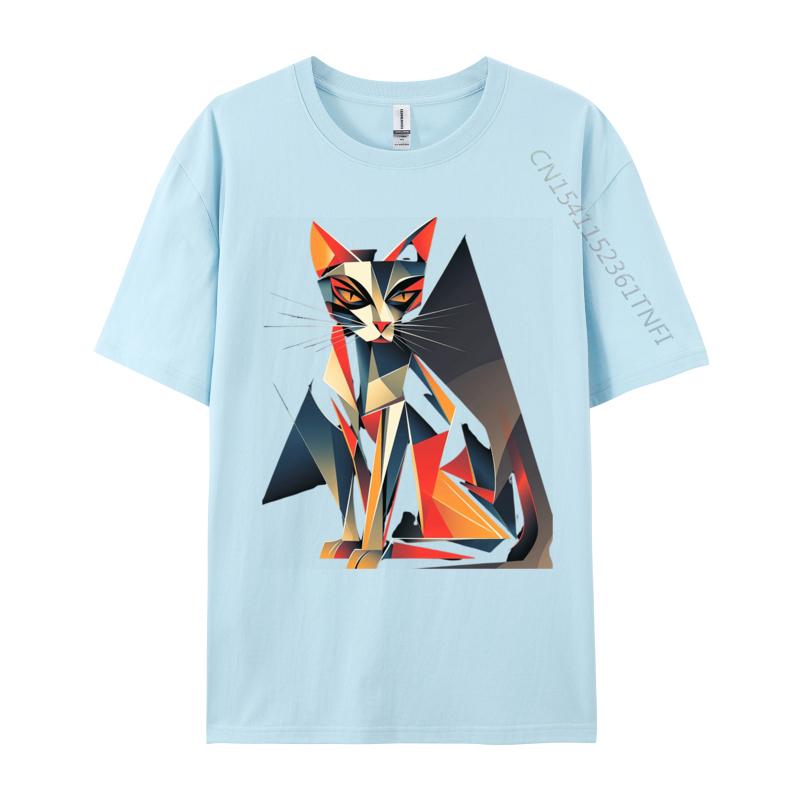 Geometric Cat Abstract Modern Art Print Tees Prevailing 3d Printed Cotton Unisex TShirt Cool Luxury Designer TShirts