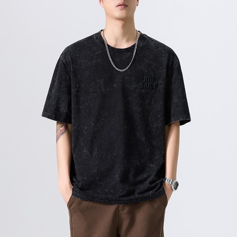 Neues bedrucktes kurzärmeliges Sommer-Übergrößen-T-Shirt für Herren, amerikanischer Retro-Stil, halblangärmelig