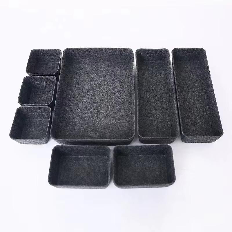 8 Piece Drawer Storage Box Set Felt Desktop Organizer One Piece Molded Organization Kit Snack Container System