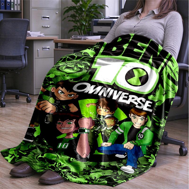 Cosmic Guardian Ben 10 Cartoon Print blanket Flannel Blanket Soft Cozy Plush Throw for Sofa Bed Lightweight Home Decoration