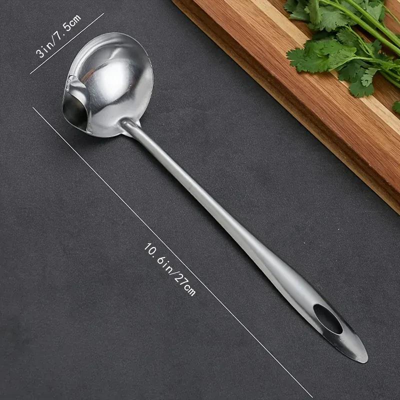 Stainless Steel Colander Spoon Soup Colander Kitchen Gravy Oil Soup Fat Separator Ladles Skimmer Spoon Soup Colander