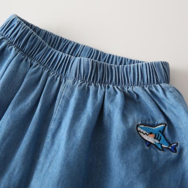 Children's Summer Mosquito Proof Pants Boys' Lightweight Denim Loose Pants Baby's Fashionable Embroidered Wide Leg Pants