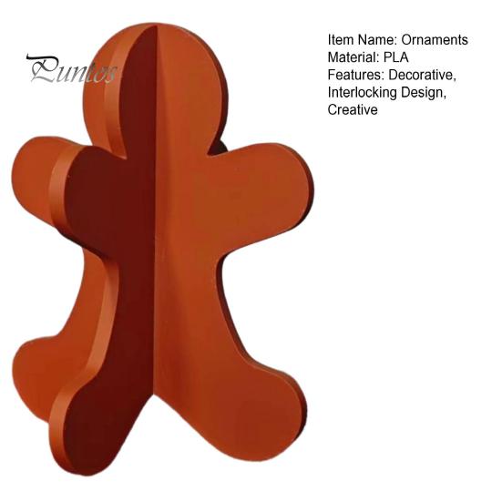 Handcrafted Smooth Surface Decor 3D Printed Gingerbread Man Ornament for Christmas Decoration, Modern Tabletop Ornaments Figurine Home Office