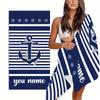 Custom Anchor Beach Towel Personalized Name Pink Striped Nautical Bath Towels 160x80cm All Season Soft Absorbent Blanket
