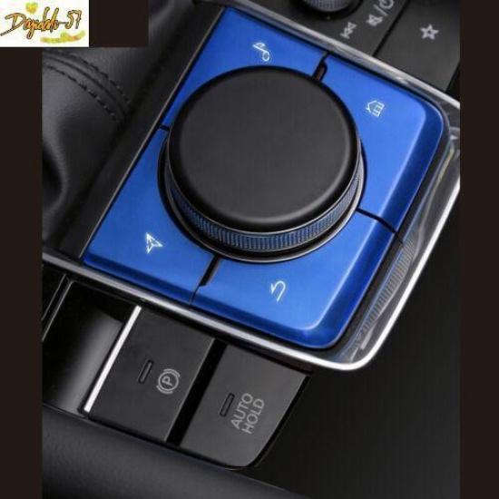 4PCS Blue Metal Cap Trim Console Multimedia Button Cover Fit For Mazda 3