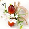 Decorative Napkin Bands Artificial Rosemary Ring Wooden Ring Holder with Faux Acorns Wood And Twine Rings Flowers Autumn Rustic for Farmhouse