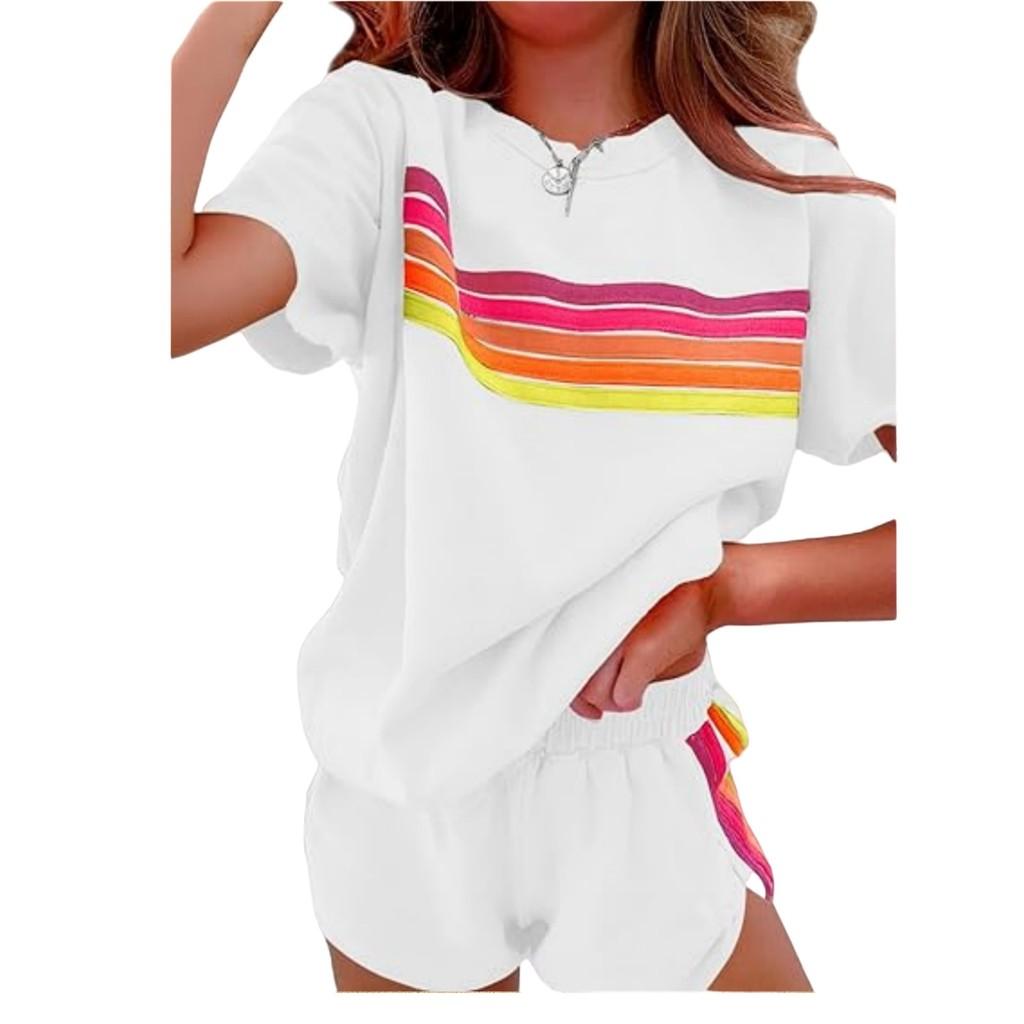Minimalist Female Lounge Set With Color Blocking Polyester Blend For Casual Wear