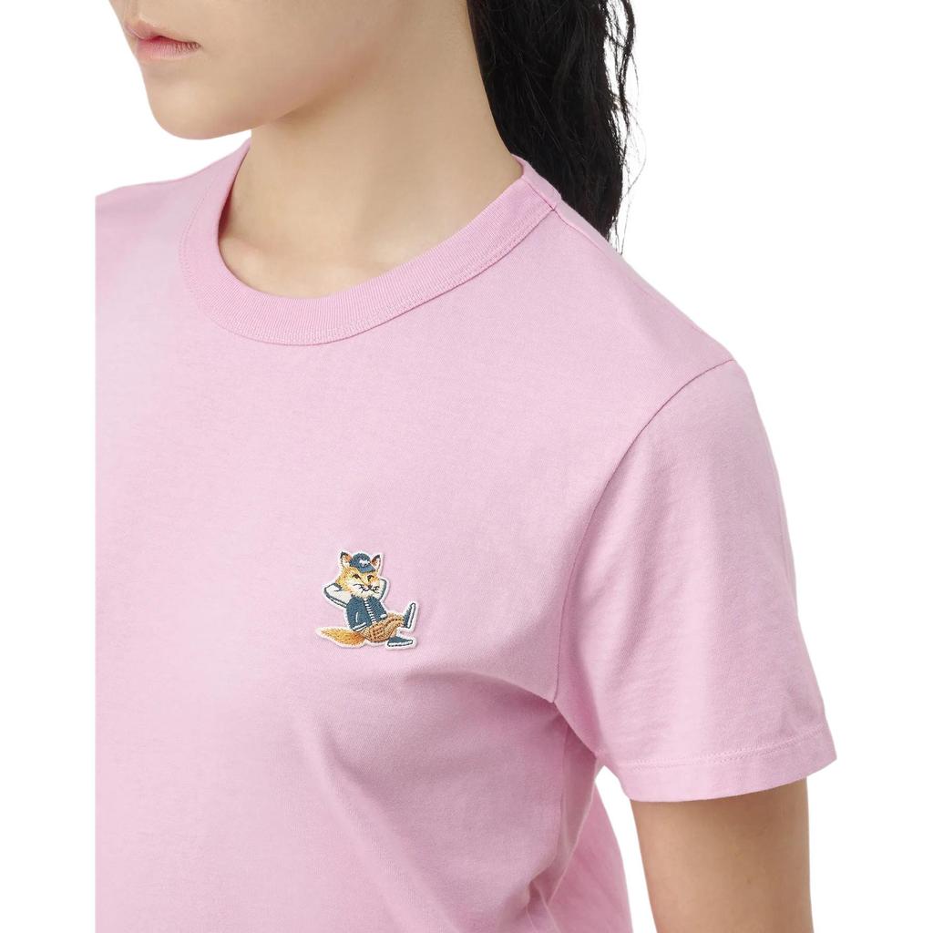 Maison Kitsune Round Neck Pullover Short Sleeve T-Shirt Women Tops Light-Pink KW00107KJ0008-P626