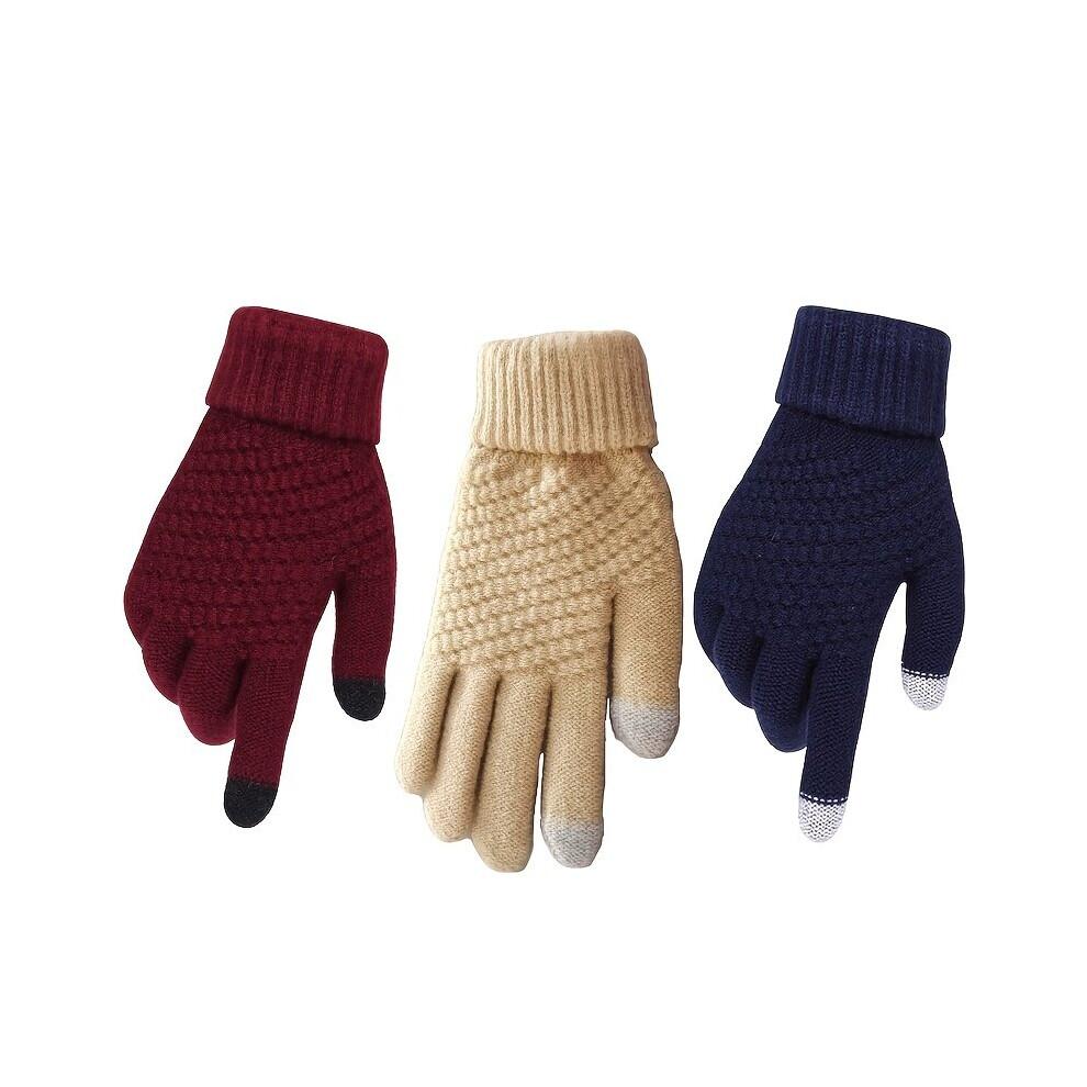 Winter Knit Gloves Texting Touchscreen Anti Slip Gloves Soft Warm Lined Mitten Knitted Winter Gloves Mittens for Pad Tablet Smartphone