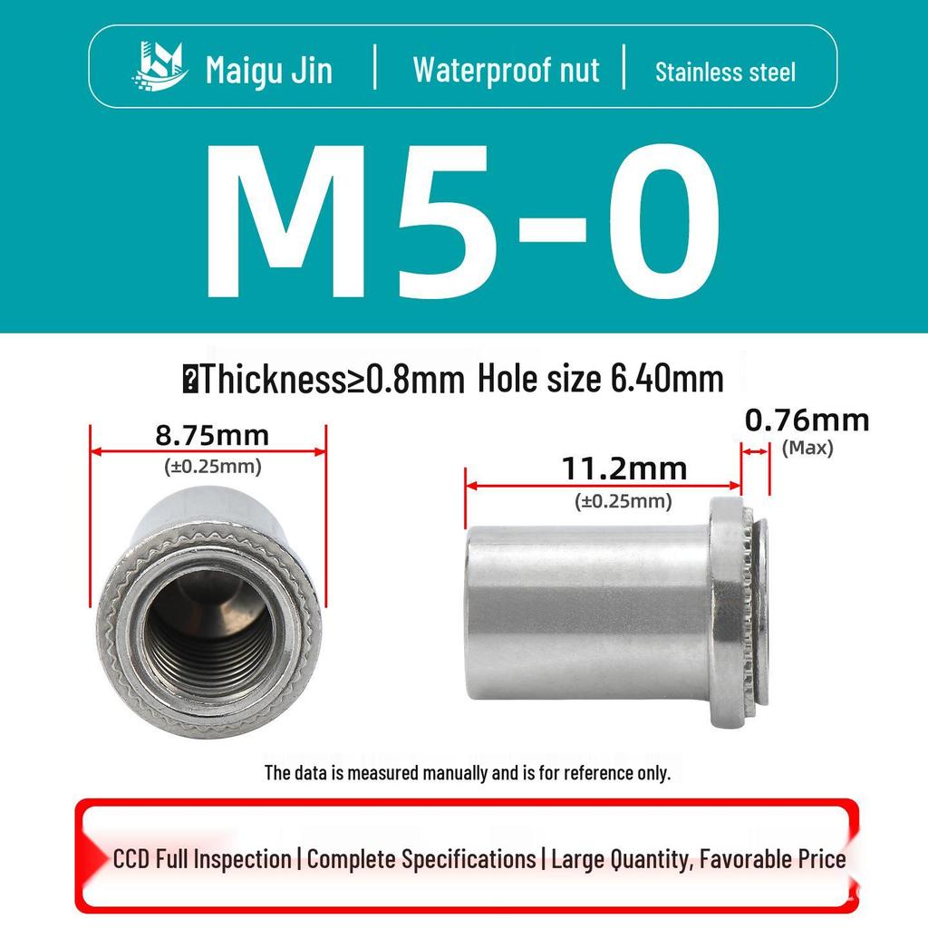 304/316 Stainless Steel Waterproof Sealing Nut, Press-In Thread, BS/BS4/BSS-M3M8