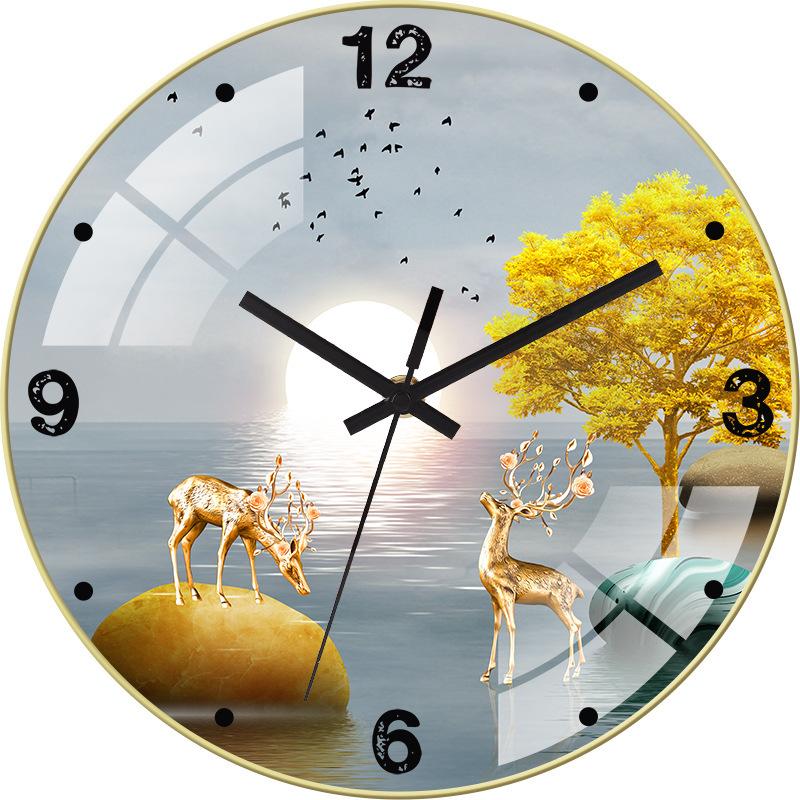 12/14-inch Simple Creative Silent Wall Clock Nordic Fashion Crystal Porcelain Clock Home Living Room Wall-mounted Glass Clock