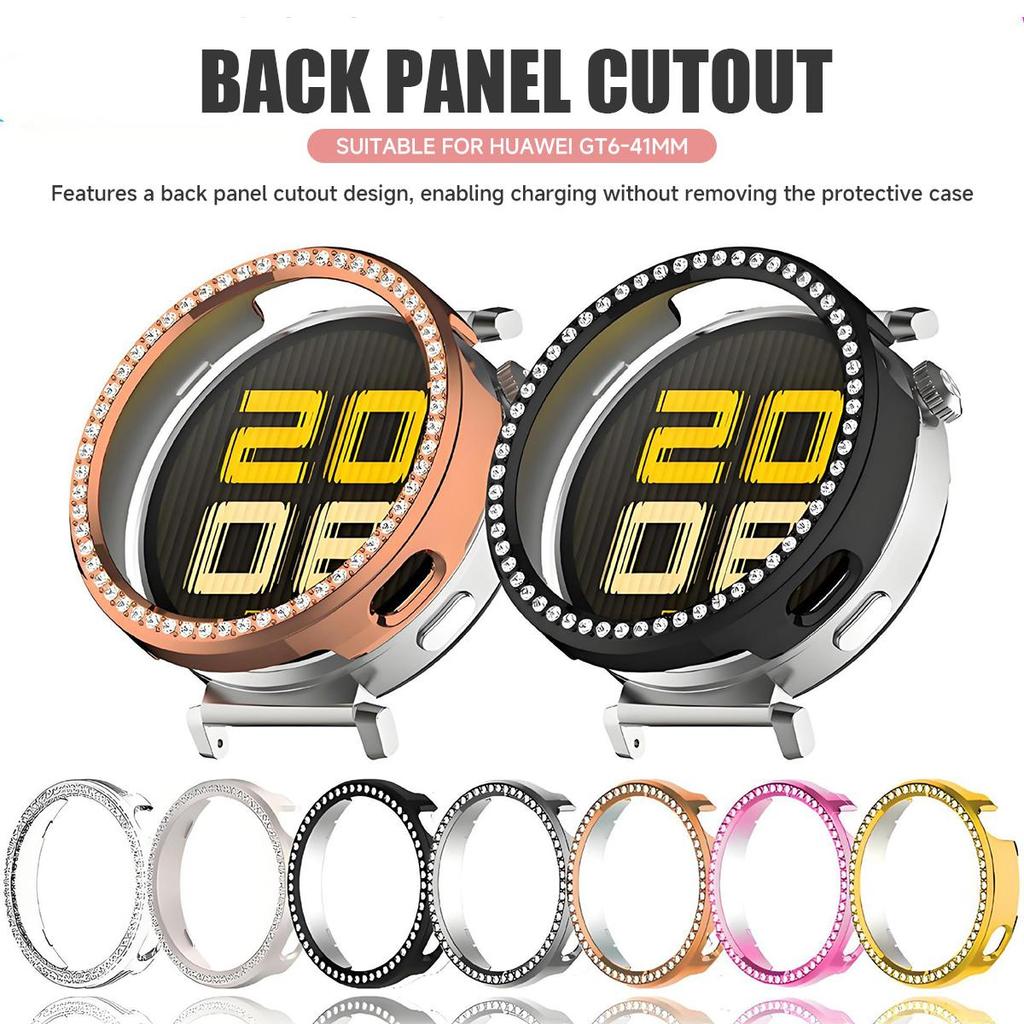 Hollow Case For Huawei Watch GT6 41MM/GT5 41MM Protective Hard and Durable PC Cover With Plastic Diamond Decoration Watch Shell
