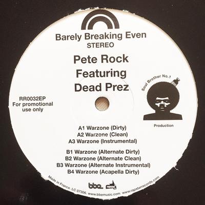 Vinyle 12 pouces PETE ROCK, DEAD PREZ - Warzone RR0032EP BBE, Rapster Re 2001 France Rap & Hip-Hop/R&B Occasion