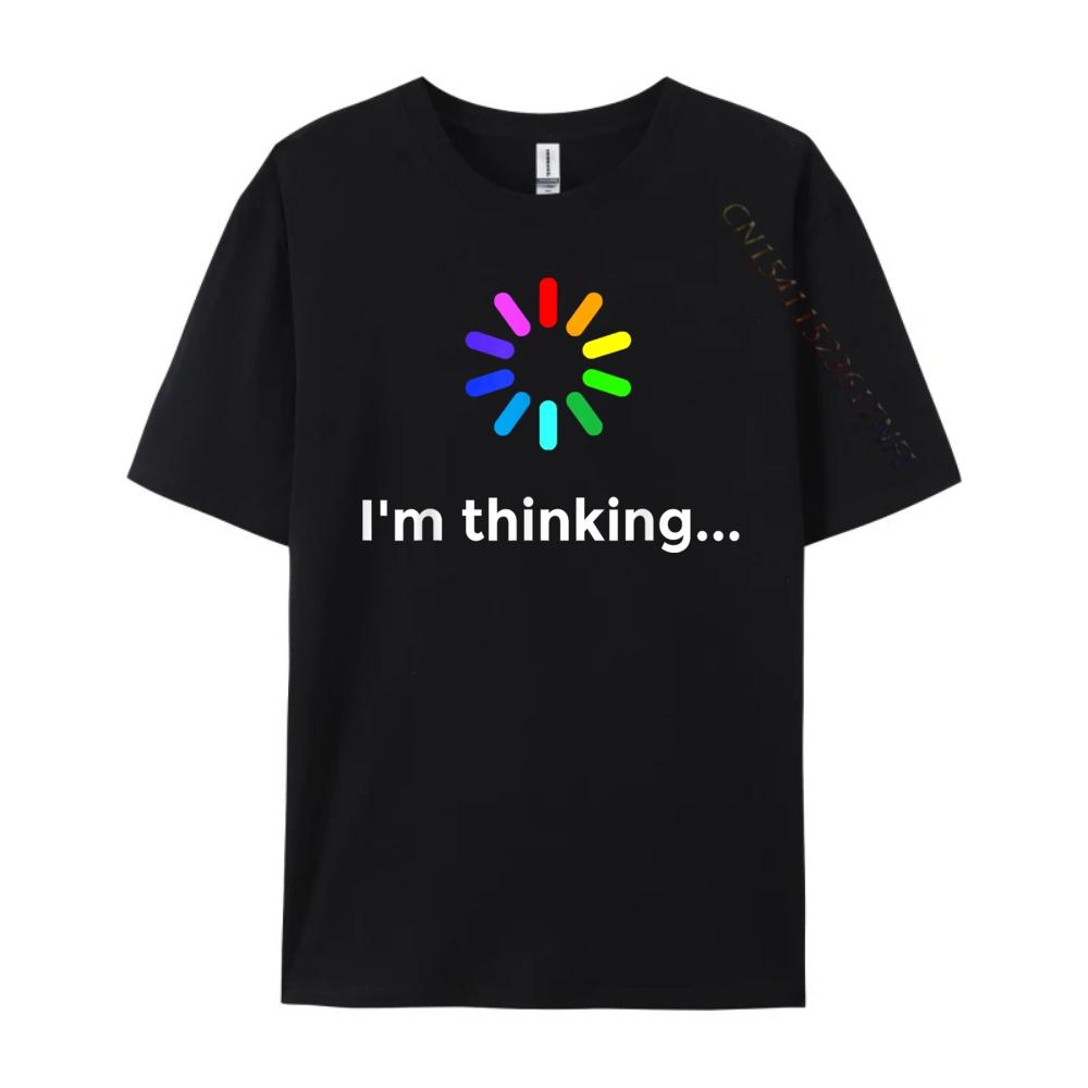 I M Thinking Geek Nerd Computer Programmer Techie T Green And White Graphic T Shirt Short Sleeve TShirt