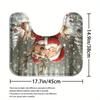 4-teiliges Badezimmer-Duschvorhang-Set Rot Weihnachten Weihnachtsmann Muster Badezimmer-Vorhang mit 12 Haken Rutschfeste Teppiche Toilettendeckelmatte Badezimmer-Trennwand