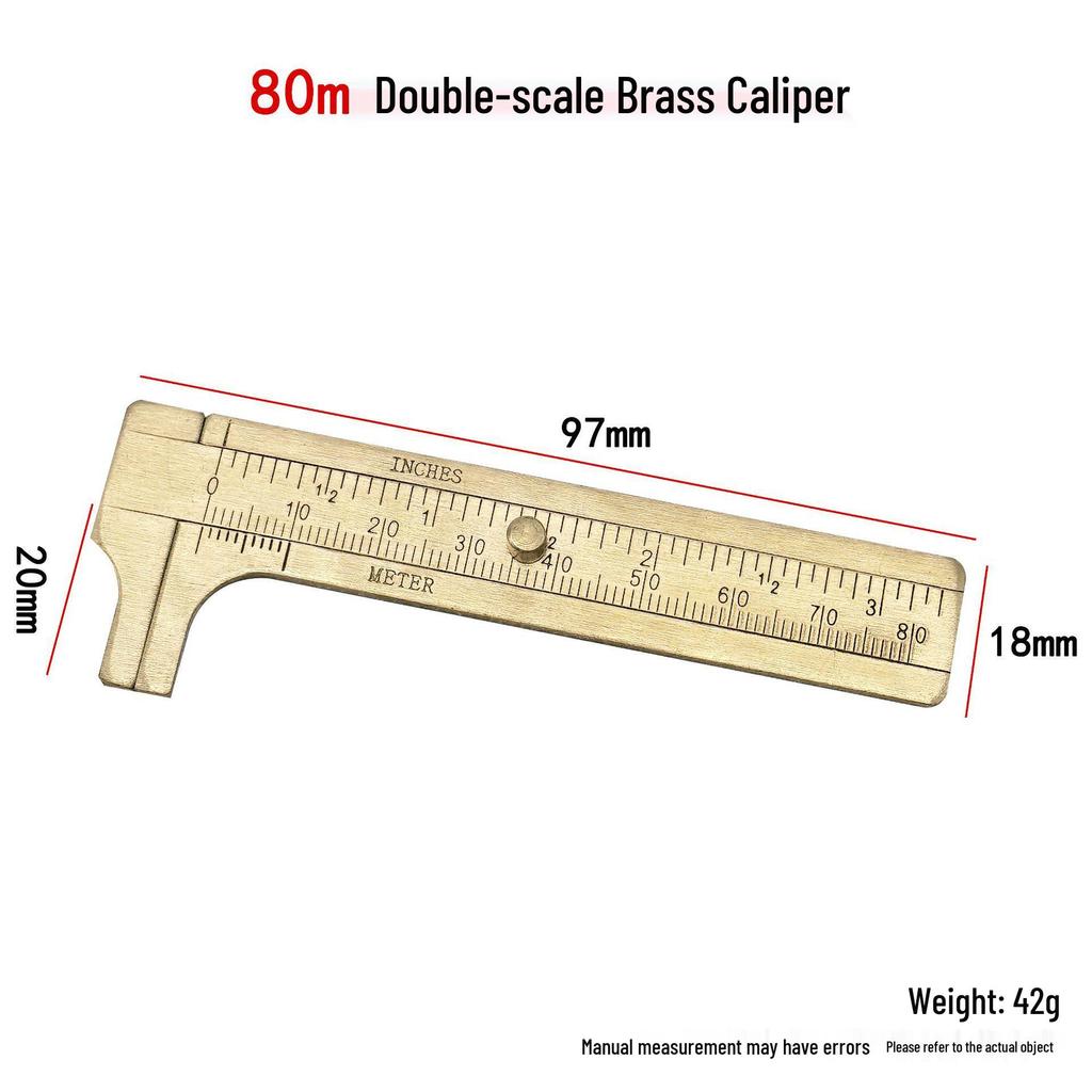 Pinza a Verniero Ottone Wengé Mini Doppia Scala Righello di Precisione Portatile Retro Portachiavi
