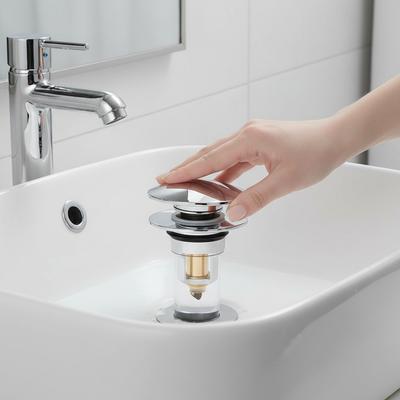 Universal Copper Sink Stopper with Hair Catcher Anti-clogging Drain Filter Pop Up No Overflow Basin Plug Bathroom