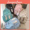 Trendy Girls Graffiti Bunny Ear Backpack Spacious And Adorable School Bag Black Pink Blue Green Khaki