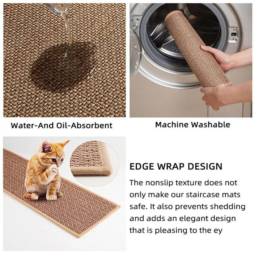 1/5PCS Durable Imitation Linen Stair Treads Non-Slip Water Absorption Floor Mat Noiseproof Washable Home Steps Protective Mat Pe