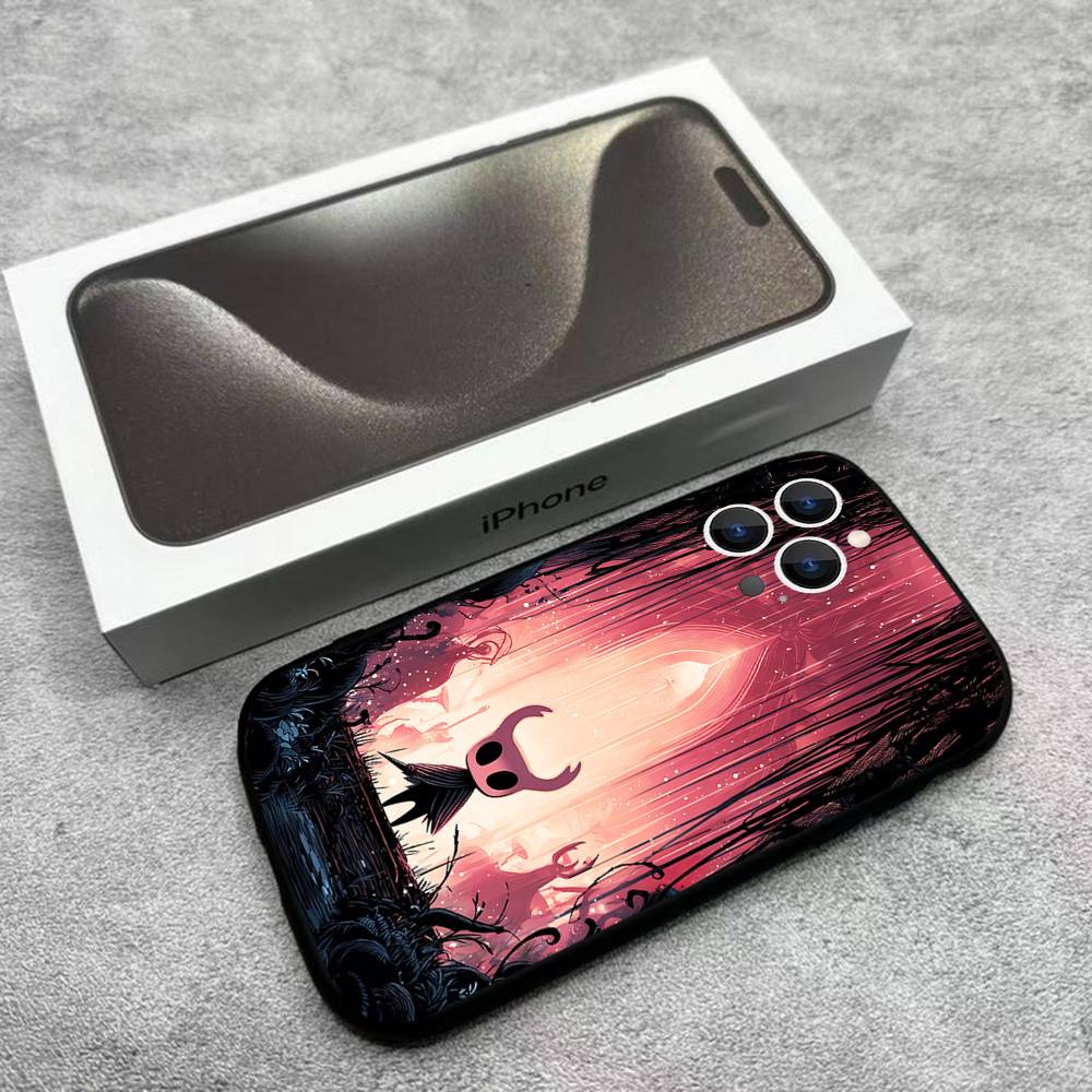 H-Hollow K-Knight Silksong Telefoonhoesje Voor iPhone 17,16,15,14,13,12,Pro,Max,Plus,E,SE4,Air,Mini Zwarte Zachte Verpakking