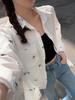 Plus Size Women's Simple Bow Long Sleeve Spring Shirt