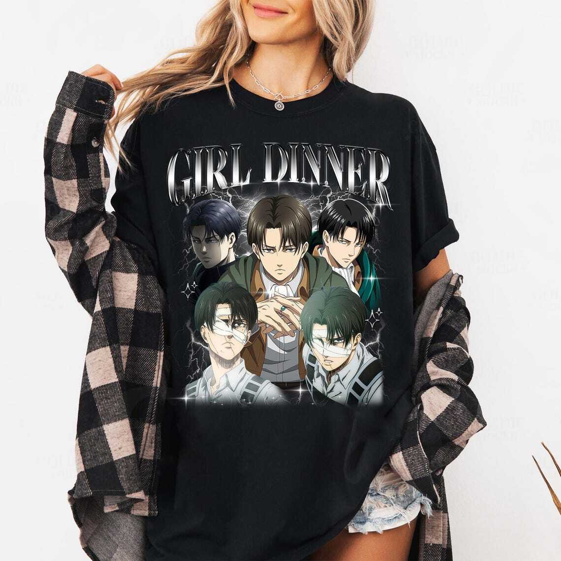 Рубашка Леви Аккермана, Унисекс Футболка Атака Титанов, Футболка с Аниме Мангой Для Отаку 2XL