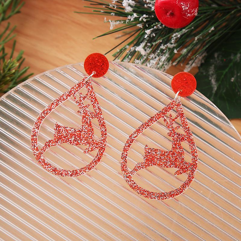 European & American Christmas Teardrop Earrings - Santa, Tree & Reindeer Acrylic Dangles For Women