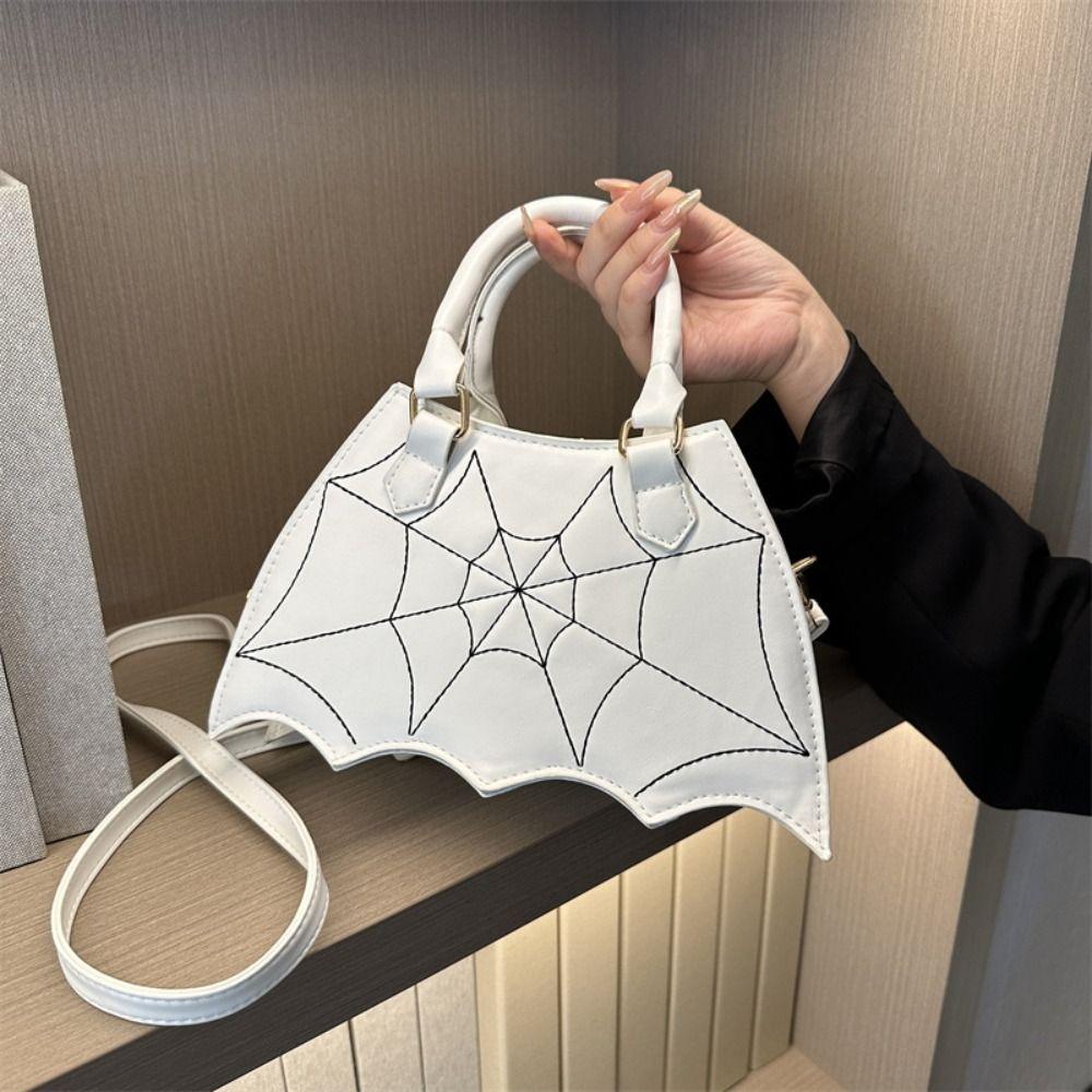 Harajuku Spider Web Shoulder Bag PU Leather Halloween Crossbody Bag Creative Halloween Bag Ladies