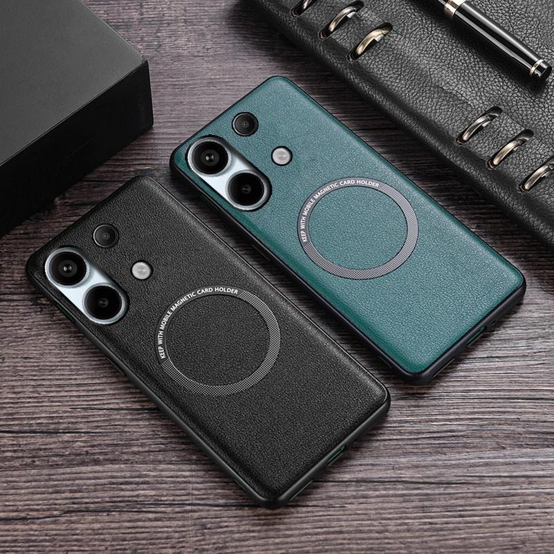 Magsafe Magnetische Drahtlose Ladehülle Für Xiaomi Redmi Hinweis 13 Pro 12T Pro 12 Pro + 11 11S 10 Pro Redmi 13C PU Leder Abdeckung